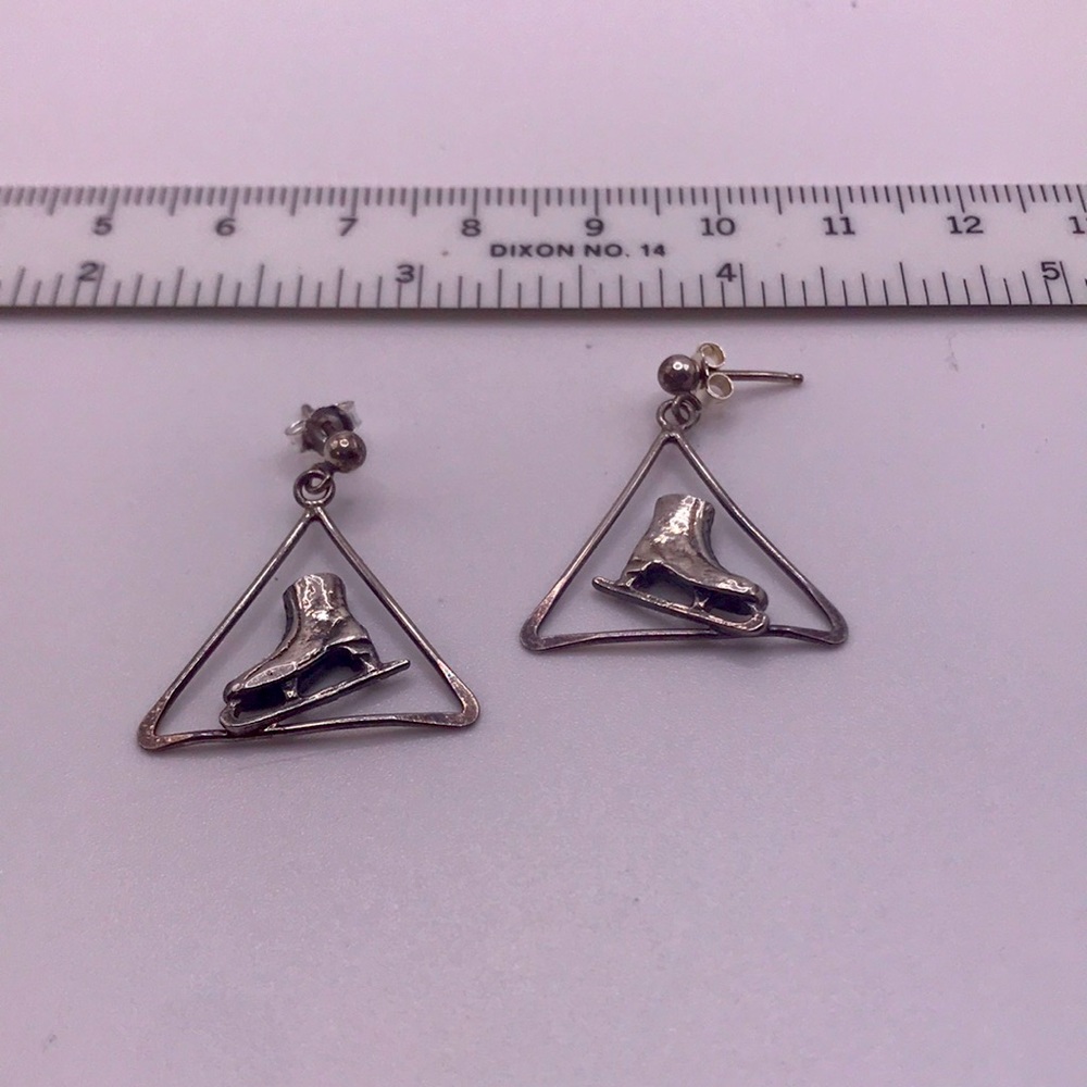 Vintage Sterling Silver Ice Skating Earrings